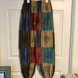 Boho Patchwork Pants with Elastic